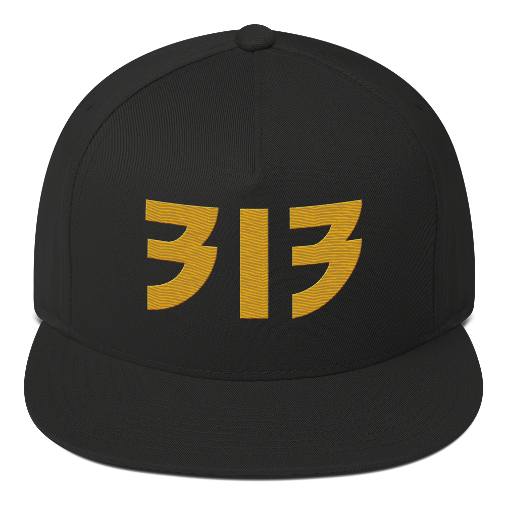 Detroit '313' Snapback (Glam Font) | 5-Panel - Gold