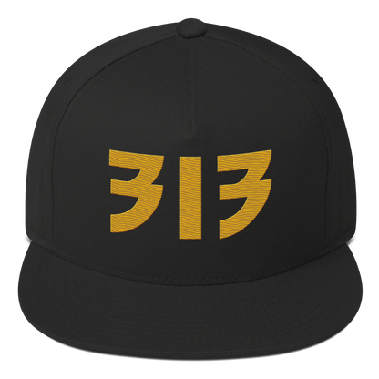 Detroit '313' Snapback (Glam Font) | 5-Panel - Gold