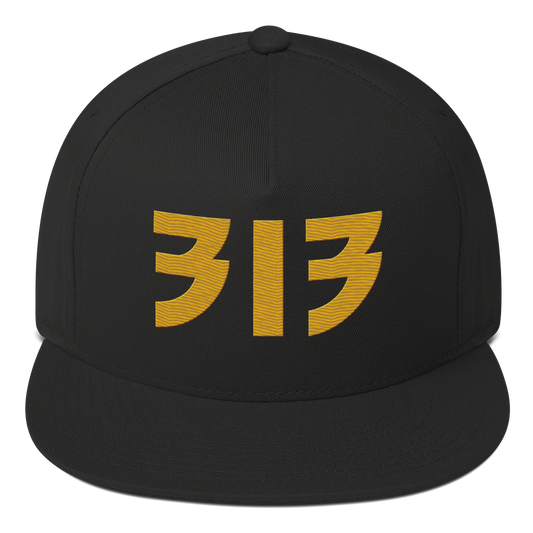 Detroit '313' Snapback (Glam Font) | 5-Panel - Gold