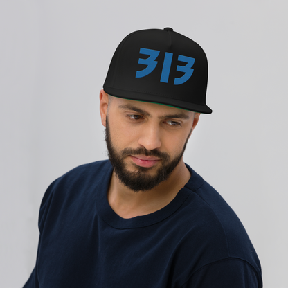 Detroit '313' Snapback (Glam Font) | 5-Panel - Azure