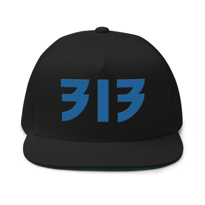 Detroit '313' Snapback (Glam Font) | 5-Panel - Azure