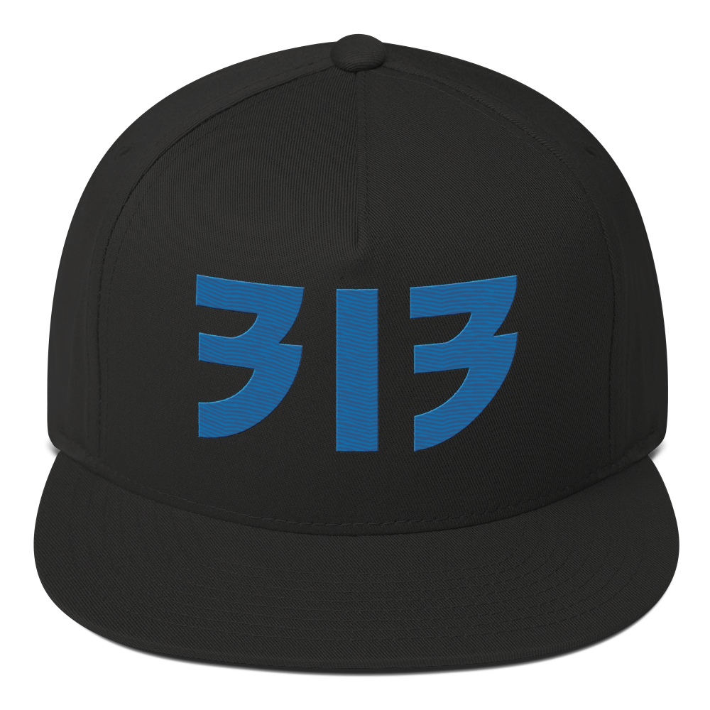 Detroit '313' Snapback (Glam Font) | 5-Panel - Azure