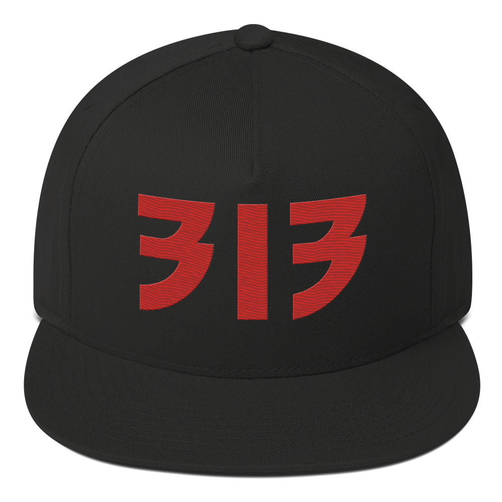 Detroit '313' Snapback (Glam Font) | 5-Panel - Aliform Red