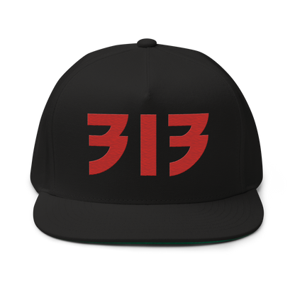 Detroit '313' Snapback (Glam Font) | 5-Panel - Aliform Red