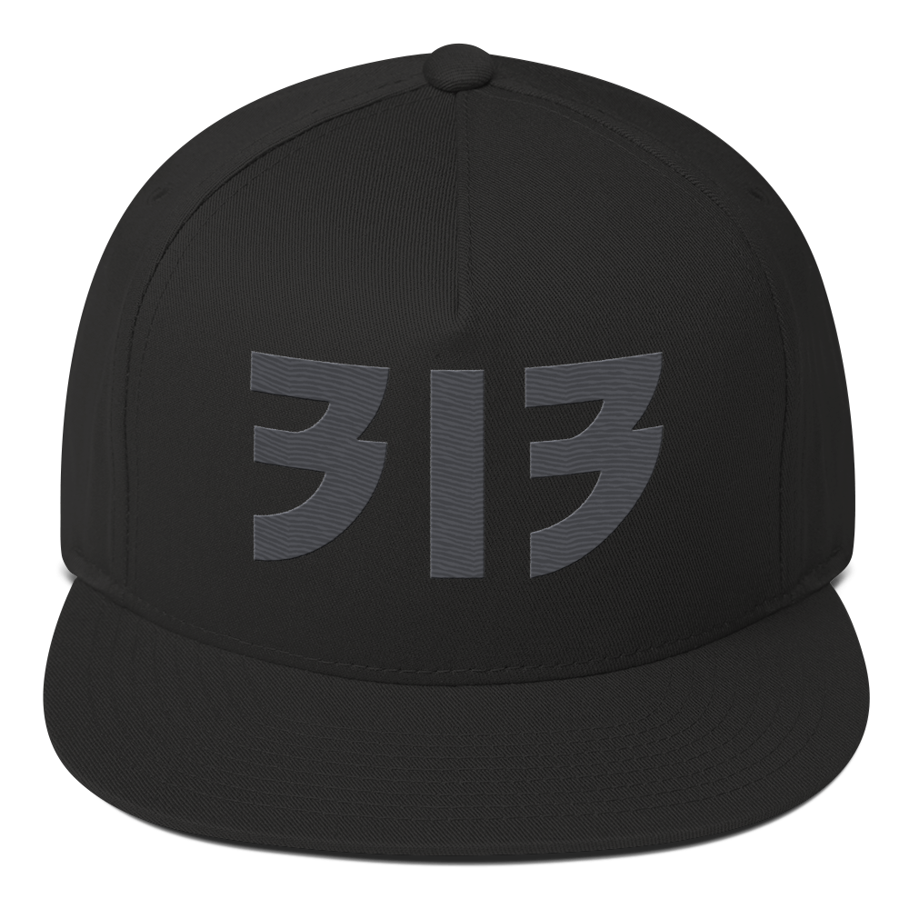 Detroit '313' Snapback (Glam Font) | 5-Panel - Iron Ore Grey