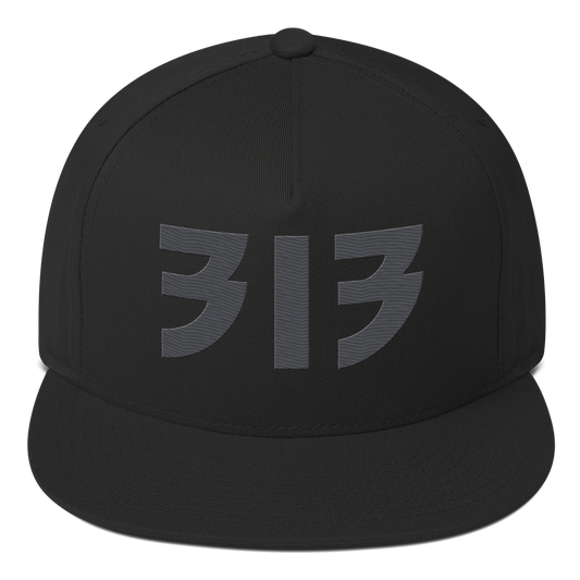 Detroit '313' Snapback (Glam Font) | 5-Panel - Iron Ore Grey