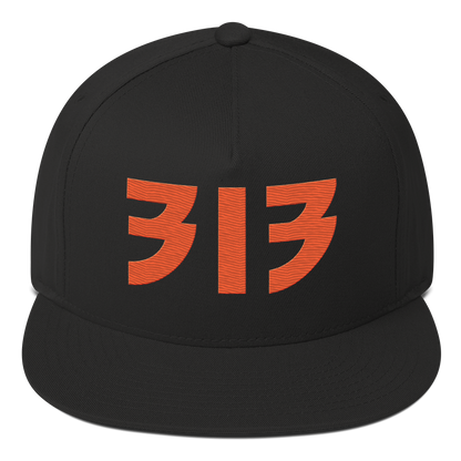 Detroit '313' Snapback (Glam Font) | 5-Panel - Orange