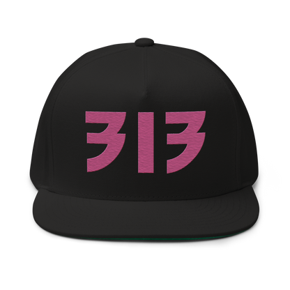 Detroit '313' Snapback (Glam Font) | 5-Panel - Apple Blossom Pink