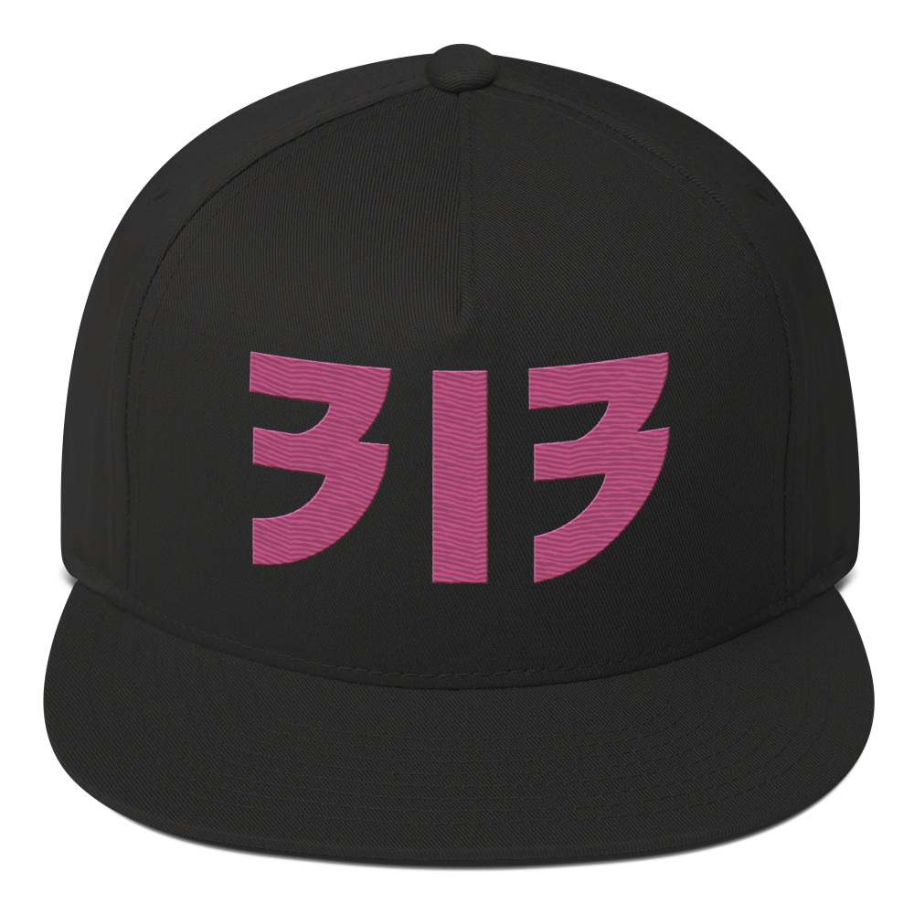 Detroit '313' Snapback (Glam Font) | 5-Panel - Apple Blossom Pink