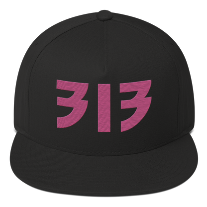 Detroit '313' Snapback (Glam Font) | 5-Panel - Apple Blossom Pink