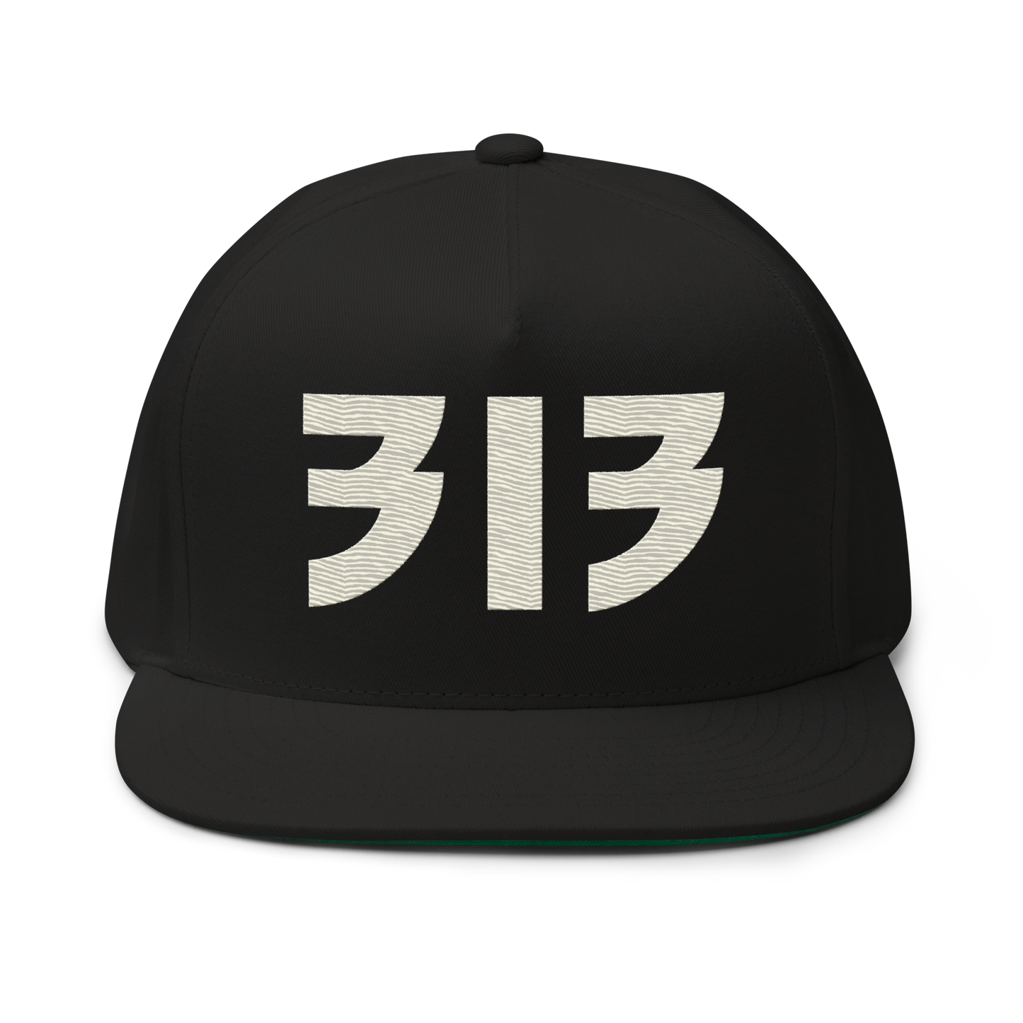 Detroit '313' Snapback (Glam Font) | 5-Panel - Ivory White