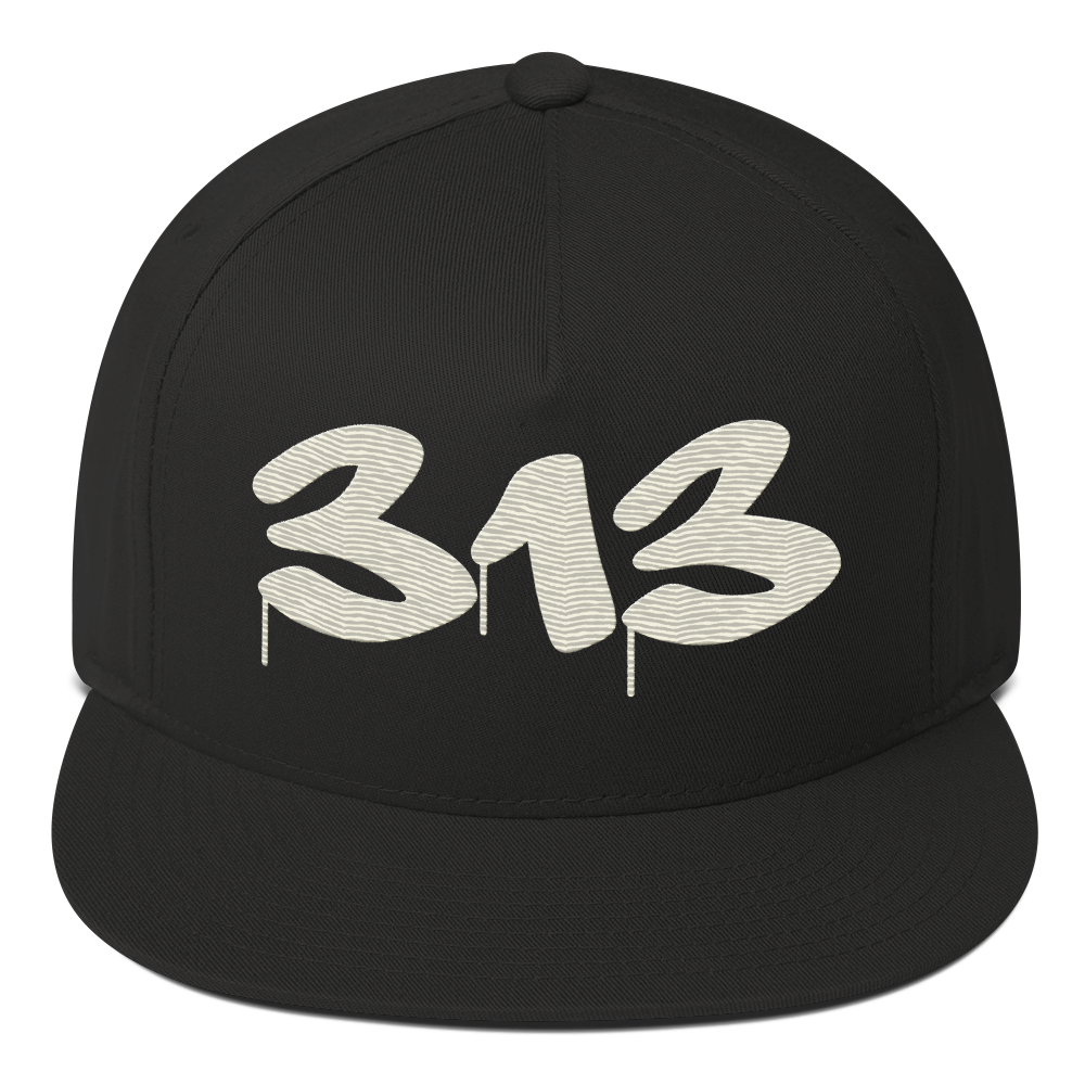 Detroit '313' Snapback (Tag Font) | 5-Panel - Ivory White