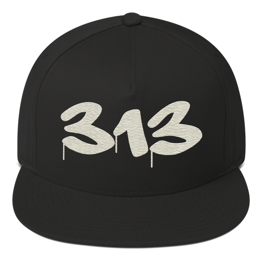 Detroit '313' Snapback (Tag Font) | 5-Panel - Ivory White