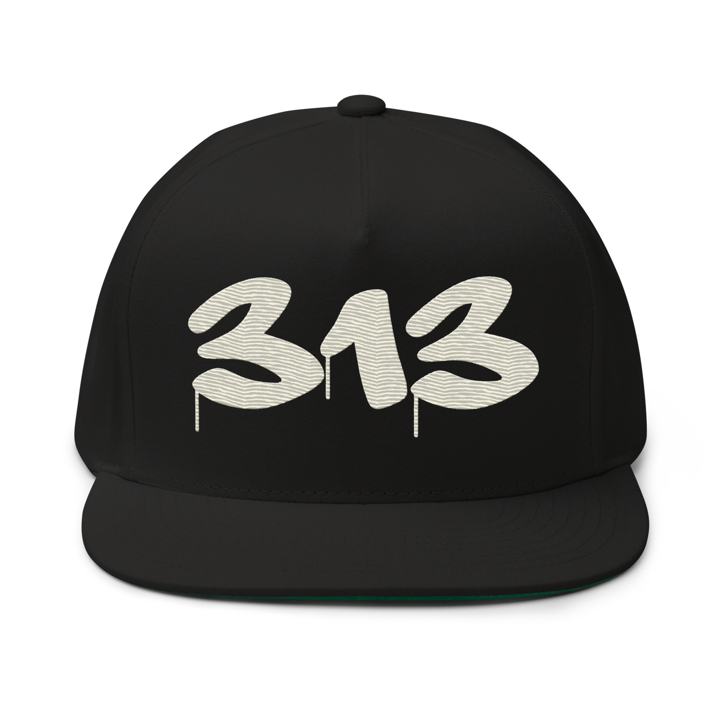 Detroit '313' Snapback (Tag Font) | 5-Panel - Ivory White