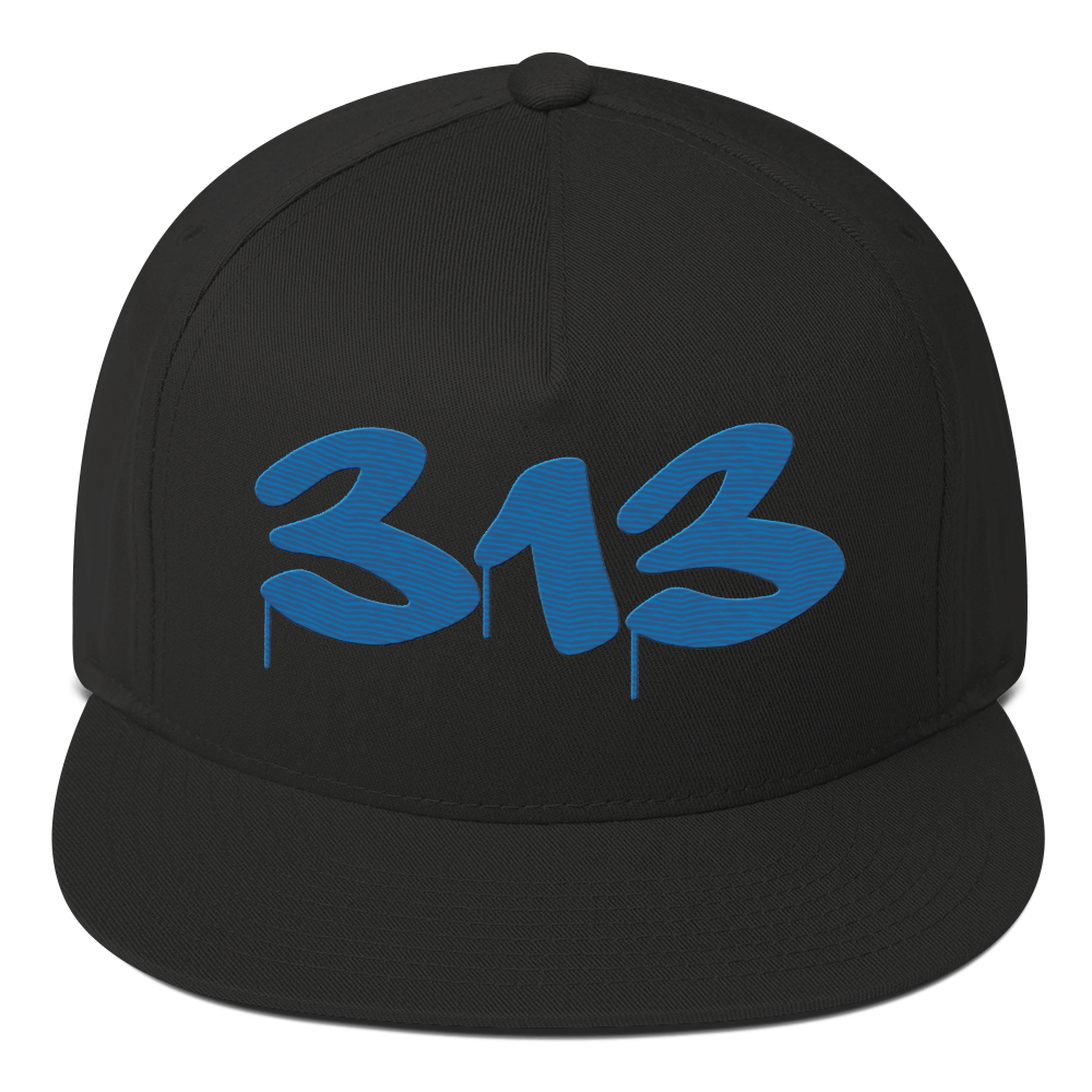 Detroit '313' Snapback (Tag Font) | 5-Panel - Azure