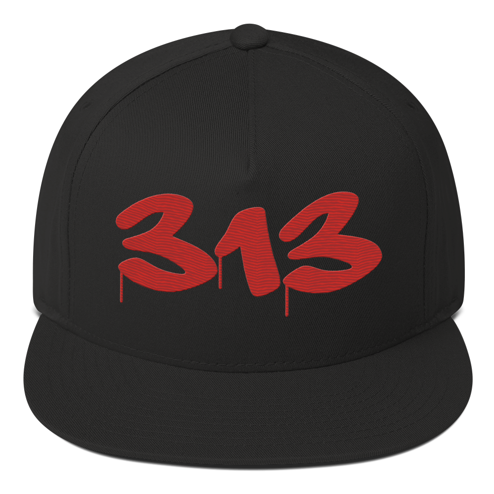 Detroit '313' Snapback (Tag Font) | 5-Panel - Aliform Red