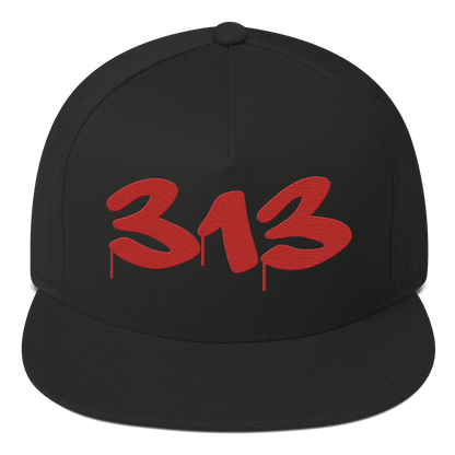 Detroit '313' Snapback (Tag Font) | 5-Panel - Aliform Red