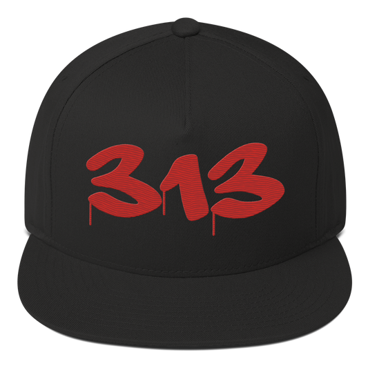 Detroit '313' Snapback (Tag Font) | 5-Panel - Aliform Red