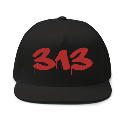 Detroit '313' Snapback (Tag Font) | 5-Panel - Aliform Red