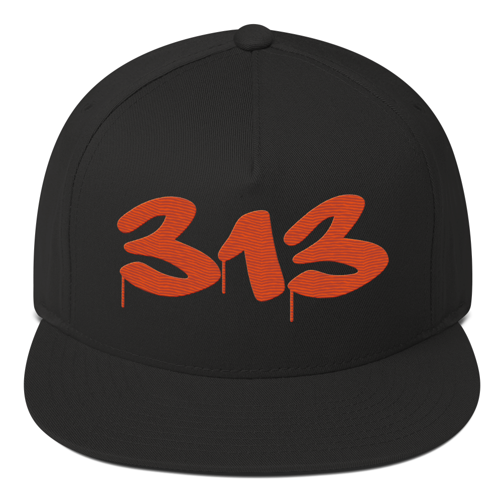 Detroit '313' Snapback (Tag Font) | 5-Panel - Maple Leaf Orange