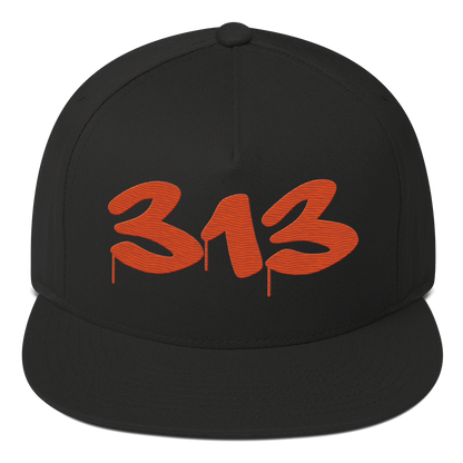 Detroit '313' Snapback (Tag Font) | 5-Panel - Maple Leaf Orange