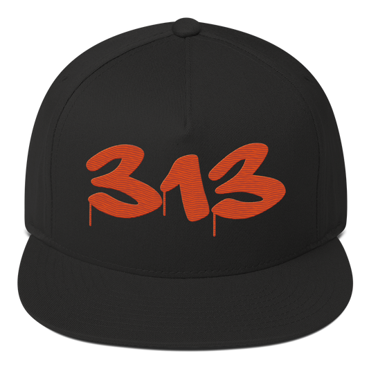 Detroit '313' Snapback (Tag Font) | 5-Panel - Maple Leaf Orange