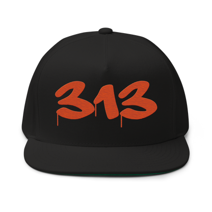 Detroit '313' Snapback (Tag Font) | 5-Panel - Maple Leaf Orange