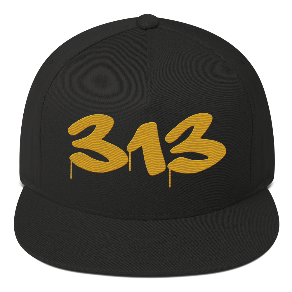 Detroit '313' Snapback (Tag Font) | 5-Panel - Gold