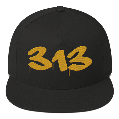 Detroit '313' Snapback (Tag Font) | 5-Panel - Gold