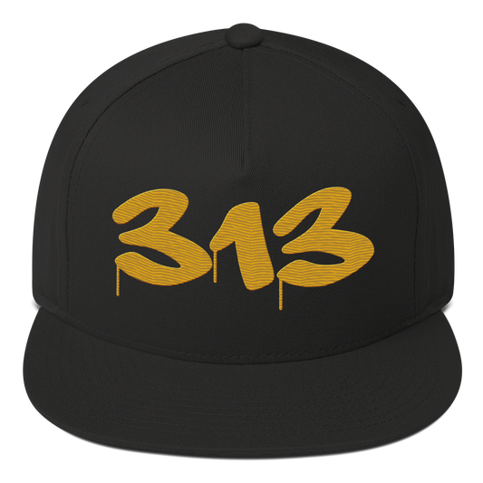 Detroit '313' Snapback (Tag Font) | 5-Panel - Gold