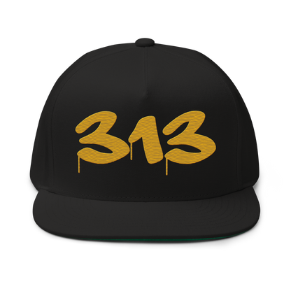 Detroit '313' Snapback (Tag Font) | 5-Panel - Gold