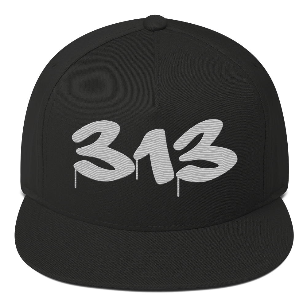 Detroit '313' Snapback (Tag Font) | 5-Panel - Platinum