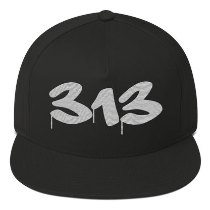 Detroit '313' Snapback (Tag Font) | 5-Panel - Platinum