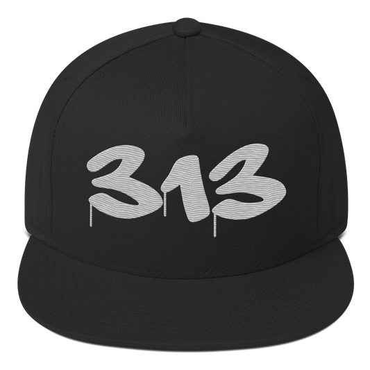 Detroit '313' Snapback (Tag Font) | 5-Panel - Platinum