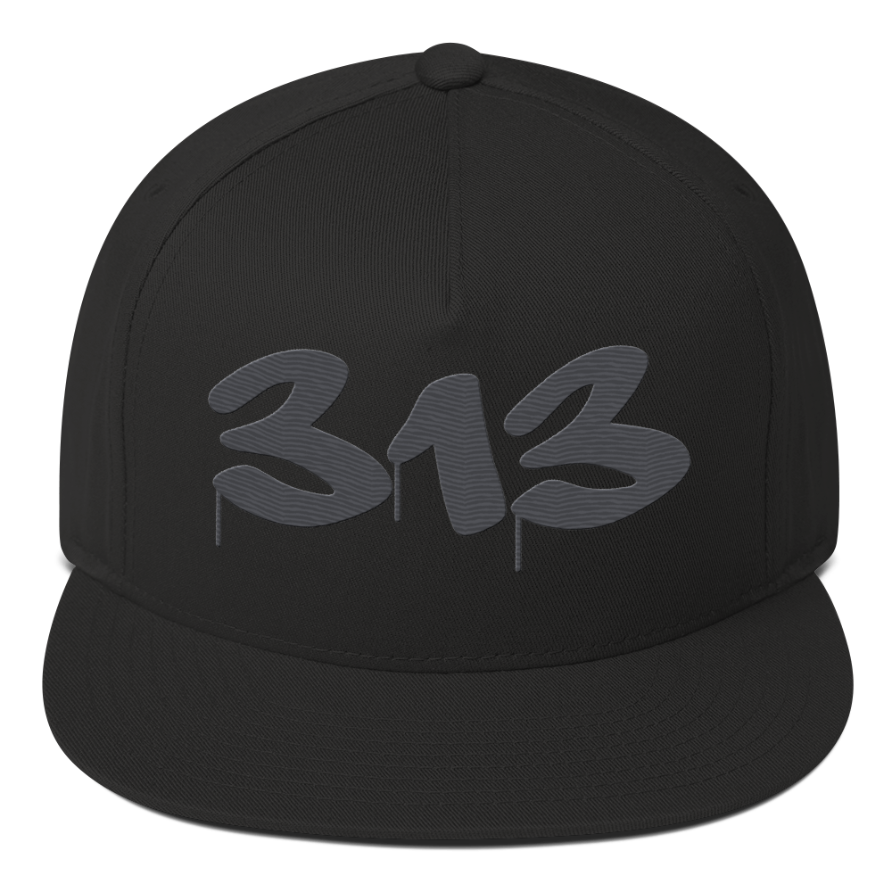 Detroit '313' Snapback (Tag Font) | 5-Panel - Iron Ore Grey