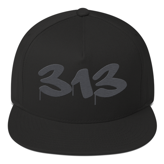 Detroit '313' Snapback (Tag Font) | 5-Panel - Iron Ore Grey