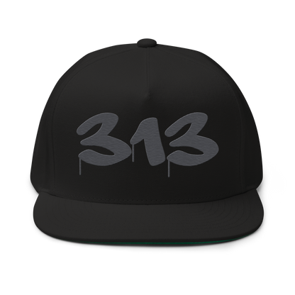 Detroit '313' Snapback (Tag Font) | 5-Panel - Iron Ore Grey