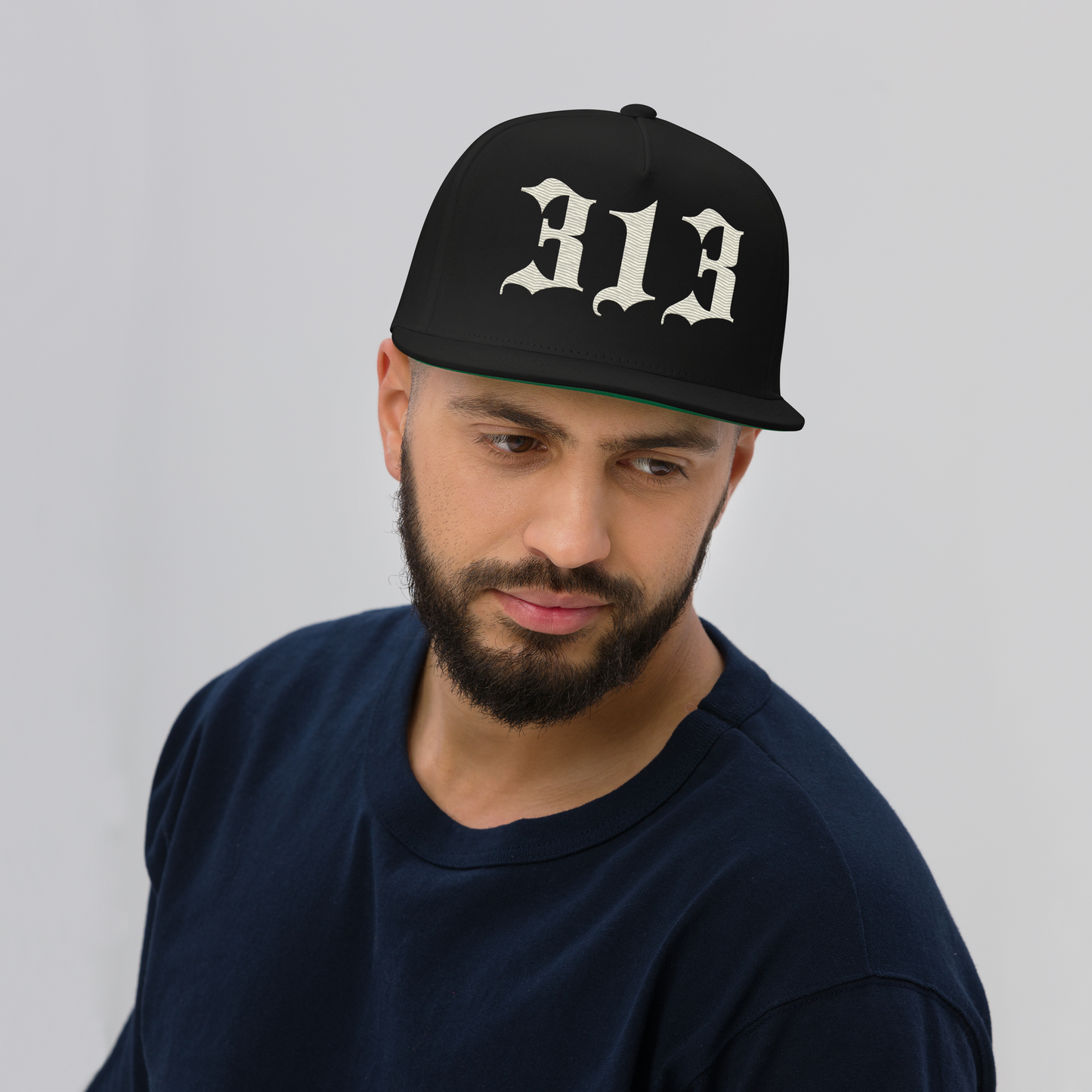 Detroit '313' Snapback (Old English Font) | 5-Panel - Ivory White