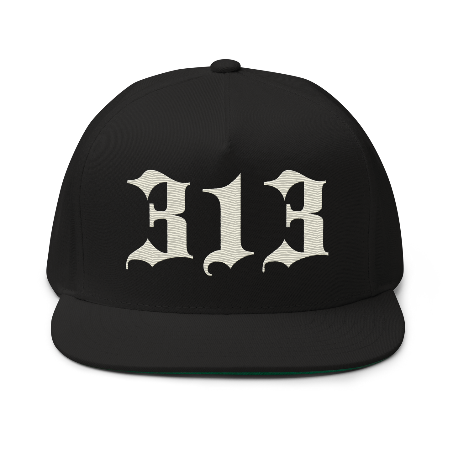 Detroit '313' Snapback (Old English Font) | 5-Panel - Ivory White