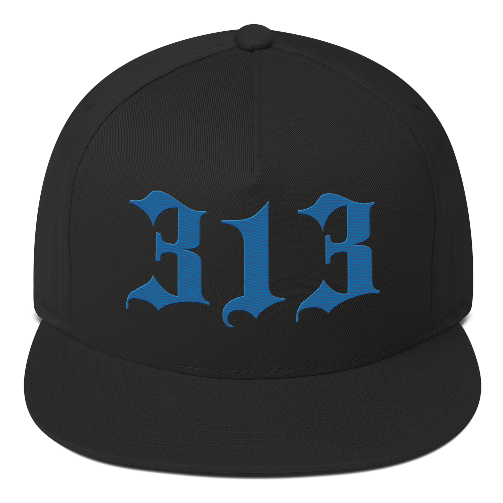 Detroit '313' Snapback (Old English Font) | 5-Panel - Azure