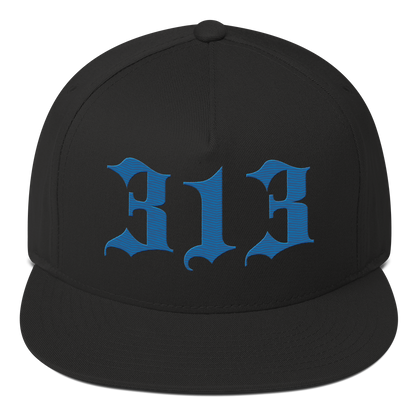 Detroit '313' Snapback (Old English Font) | 5-Panel - Azure