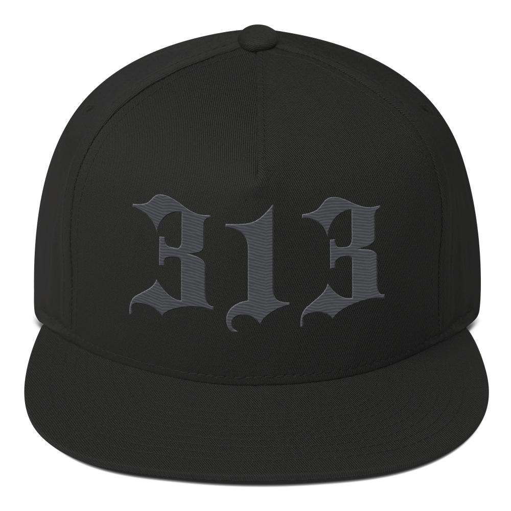 Detroit '313' Snapback (Old English Font) | 5-Panel - Iron Ore Grey