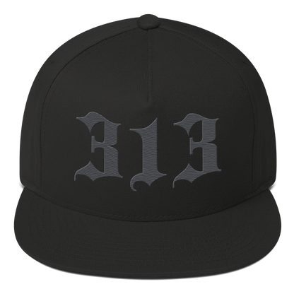 Detroit '313' Snapback (Old English Font) | 5-Panel - Iron Ore Grey