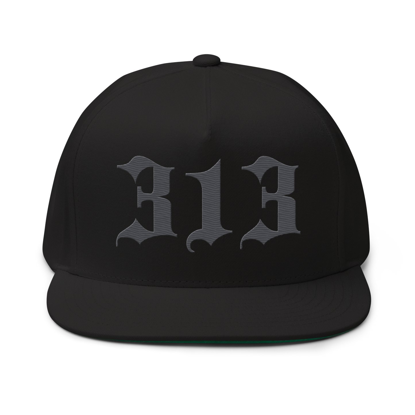 Detroit '313' Snapback (Old English Font) | 5-Panel - Iron Ore Grey