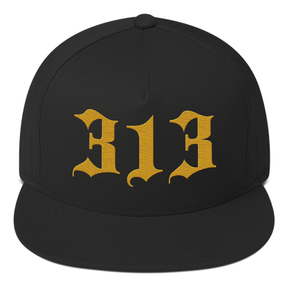 Detroit '313' Snapback (Old English Font) | 5-Panel - Gold