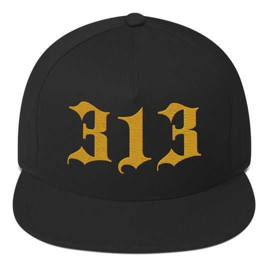 Detroit '313' Snapback (Old English Font) | 5-Panel - Gold