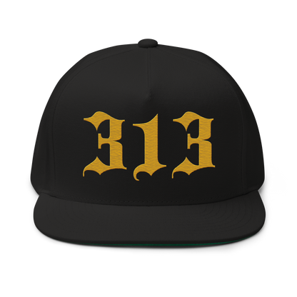 Detroit '313' Snapback (Old English Font) | 5-Panel - Gold