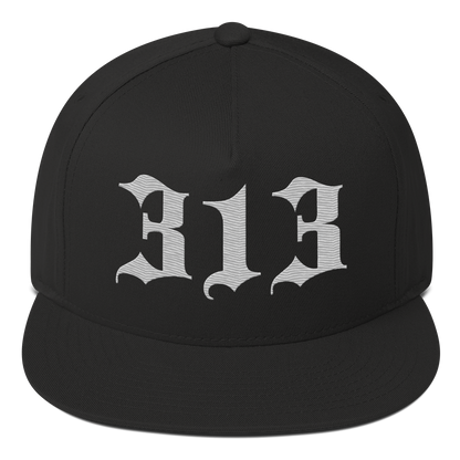 Detroit '313' Snapback (Old English Font) | 5-Panel - Platinum