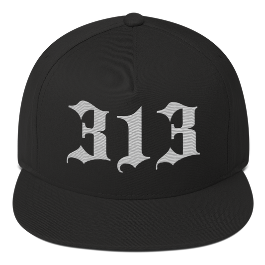 Detroit '313' Snapback (Old English Font) | 5-Panel - Platinum