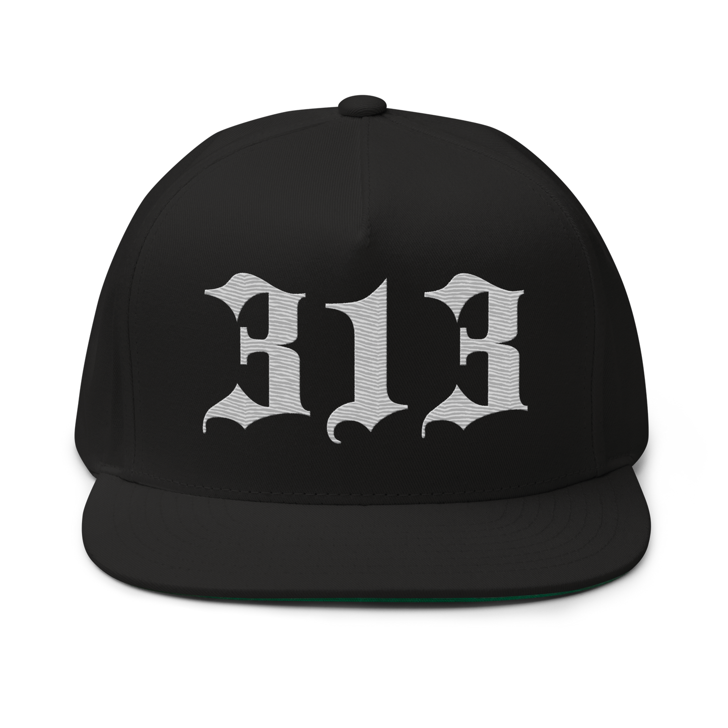 Detroit '313' Snapback (Old English Font) | 5-Panel - Platinum